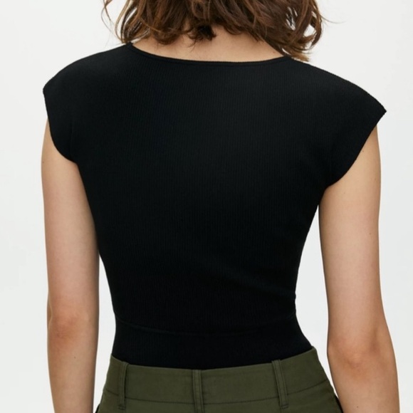 Aritzia Wilfred Cut-Out Knit Top in Black (Size S) - Picture 4 of 6